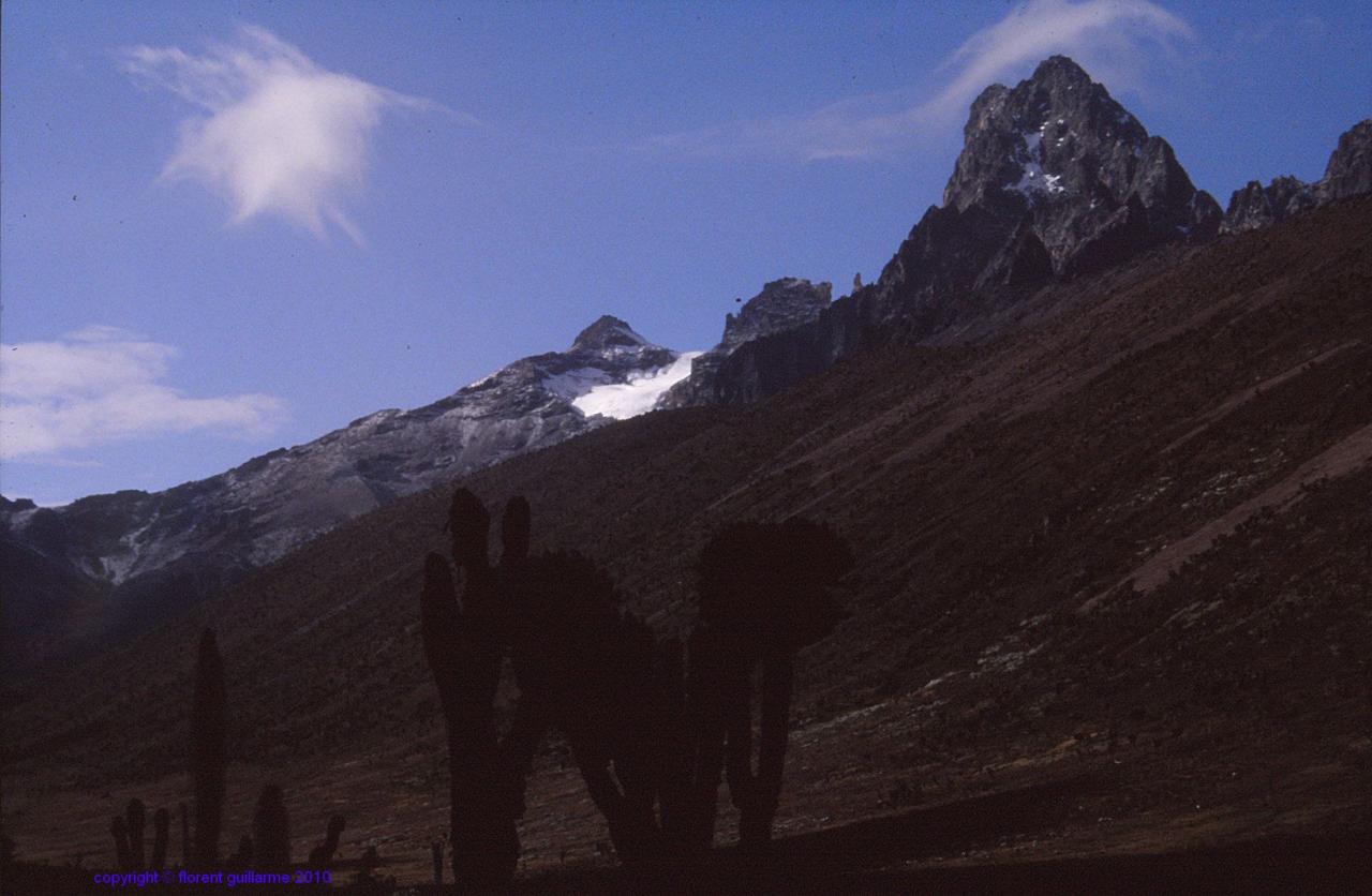 La Lenana Peak, 4985m, dominant la partie enneigée
